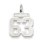 Sterling Silver/Rhodium-plated Satin Number 63 Charm
