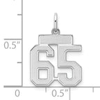 Sterling Silver Rhodium-plated Small Satin Number 65 Charm