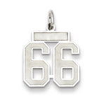 Sterling Silver/Rhodium-plated Satin Number 66 Charm