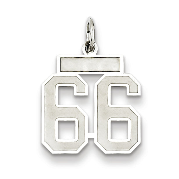 Sterling Silver/Rhodium-plated Satin Number 66 Charm