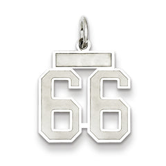 Sterling Silver/Rhodium-plated Satin Number 66 Charm