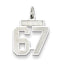 Sterling Silver/Rhodium-plated Satin Number 67 Charm