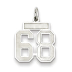 Sterling Silver/Rhodium-plated Satin Number 68 Charm