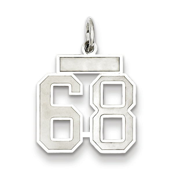 Sterling Silver/Rhodium-plated Satin Number 68 Charm