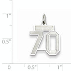 Sterling Silver Rhodium-plated Small Satin Number 70 Charm