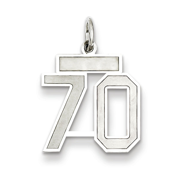 Sterling Silver/Rhodium-plated Satin Number 70 Charm