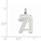 Sterling Silver Rhodium-plated Small Satin Number 71 Charm