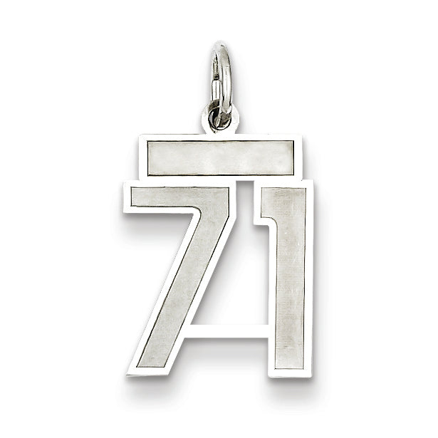 Sterling Silver/Rhodium-plated Satin Number 71 Charm Main image