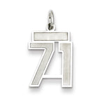 Sterling Silver/Rhodium-plated Satin Number 71 Charm