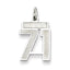 Sterling Silver/Rhodium-plated Satin Number 71 Charm