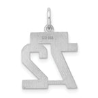 Sterling Silver Rhodium-plated Small Satin Number 72 Charm