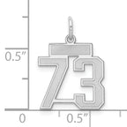 Sterling Silver Rhodium-plated Small Satin Number 73 Charm