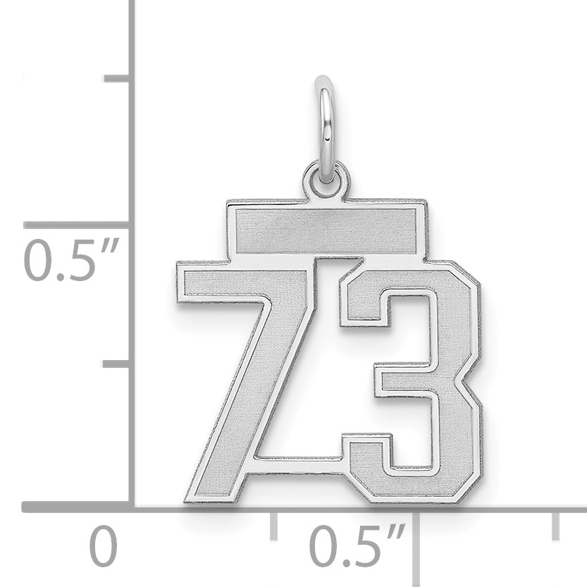 Sterling Silver Rhodium-plated Small Satin Number 73 Charm