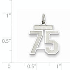 Sterling Silver Rhodium-plated Small Satin Number 75 Charm