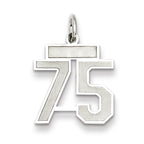 Sterling Silver/Rhodium-plated Satin Number 75 Charm