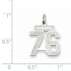 Sterling Silver Rhodium-plated Small Satin Number 76 Charm