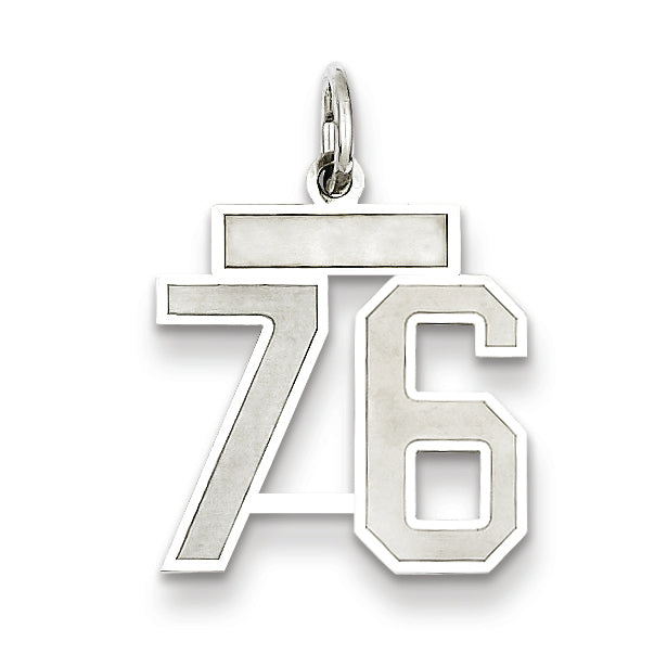 Sterling Silver/Rhodium-plated Satin Number 76 Charm Main image