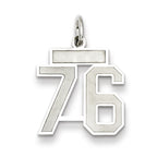 Sterling Silver/Rhodium-plated Satin Number 76 Charm
