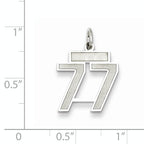 Sterling Silver Rhodium-plated Small Satin Number 77 Charm