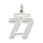 Sterling Silver/Rhodium-plated Satin Number 77 Charm