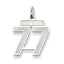 Sterling Silver/Rhodium-plated Satin Number 77 Charm