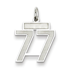 Sterling Silver/Rhodium-plated Satin Number 77 Charm