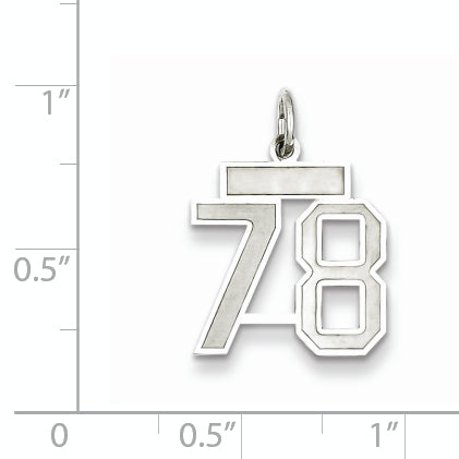 Sterling Silver Rhodium-plated Small Satin Number 78 Charm Secondary image