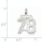 Sterling Silver Rhodium-plated Small Satin Number 78 Charm