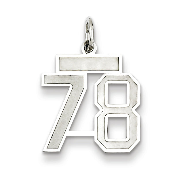 Sterling Silver/Rhodium-plated Satin Number 78 Charm