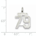 Sterling Silver Rhodium-plated Small Satin Number 79 Charm