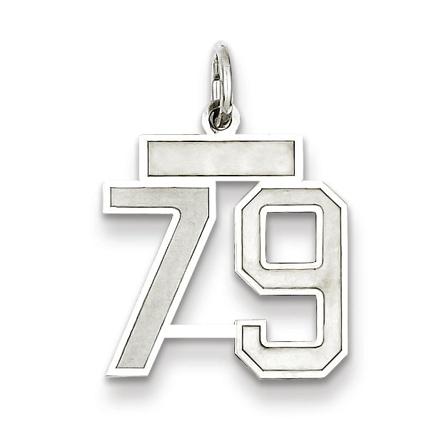 Sterling Silver/Rhodium-plated Satin Number 79 Charm Main image