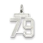 Sterling Silver/Rhodium-plated Satin Number 79 Charm