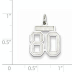 Sterling Silver Rhodium-plated Small Satin Number 80 Charm