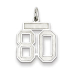 Sterling Silver/Rhodium-plated Satin Number 80 Charm