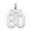 Sterling Silver/Rhodium-plated Satin Number 80 Charm
