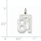 Sterling Silver Rhodium-plated Small Satin Number 81 Charm