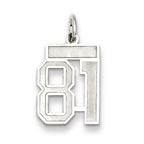 Sterling Silver/Rhodium-plated Satin Number 81 Charm