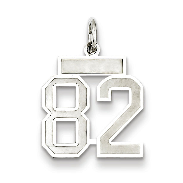 Sterling Silver/Rhodium-plated Satin Number 82 Charm Main image