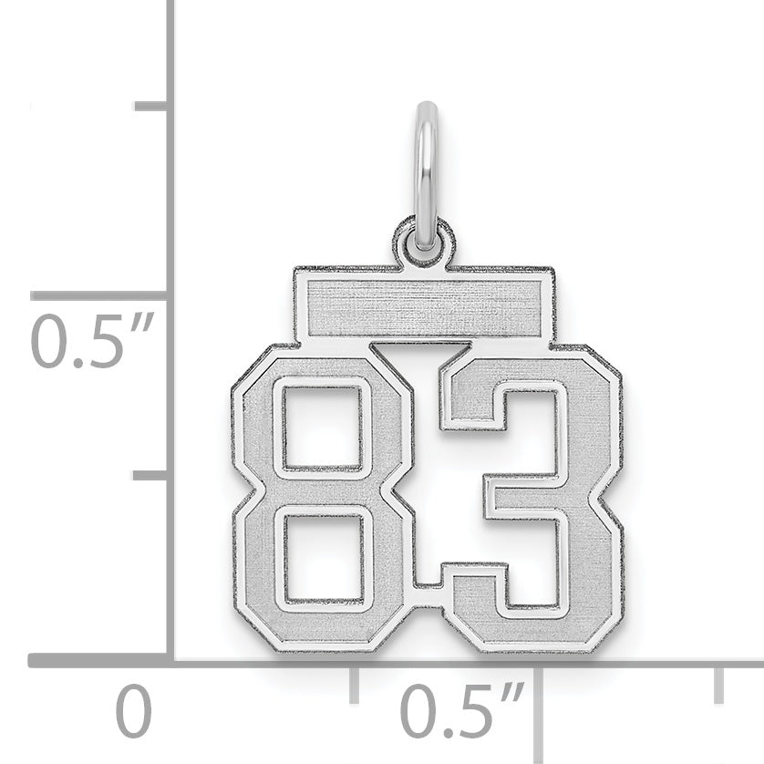 Sterling Silver Rhodium-plated Small Satin Number 83 Charm