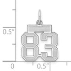 Sterling Silver Rhodium-plated Small Satin Number 83 Charm