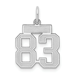 Sterling Silver/Rhodium-plated Satin Number 83 Charm