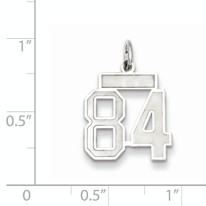 Sterling Silver Rhodium-plated Small Satin Number 84 Charm Secondary image