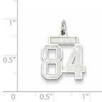 Sterling Silver Rhodium-plated Small Satin Number 84 Charm