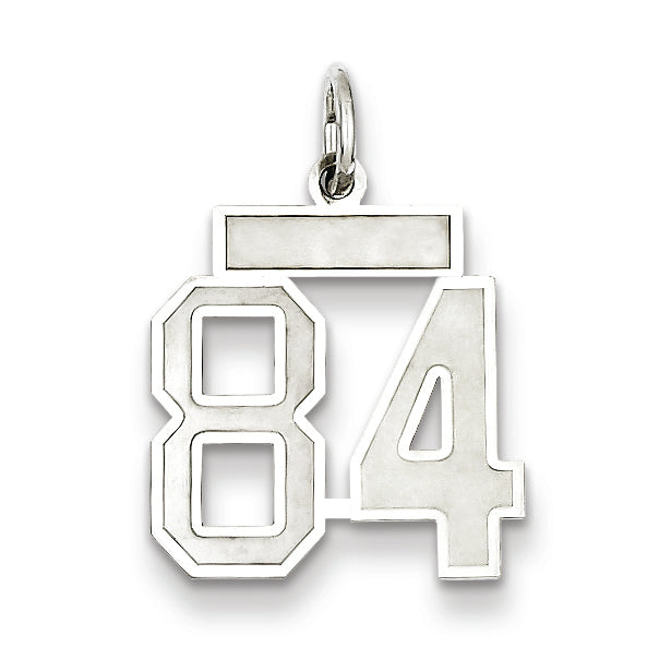 Sterling Silver/Rhodium-plated Satin Number 84 Charm