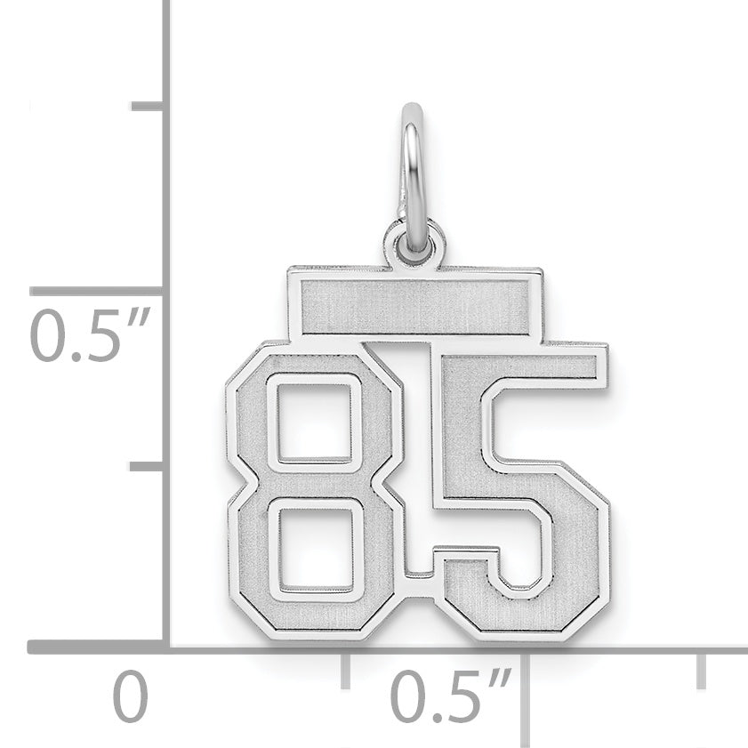 Sterling Silver Rhodium-plated Small Satin Number 85 Charm