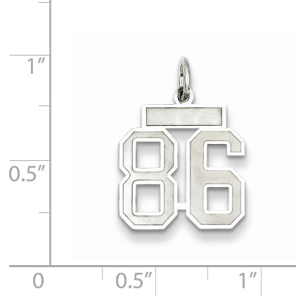 Sterling Silver Rhodium-plated Small Satin Number 86 Charm Secondary image