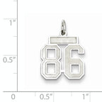 Sterling Silver Rhodium-plated Small Satin Number 86 Charm