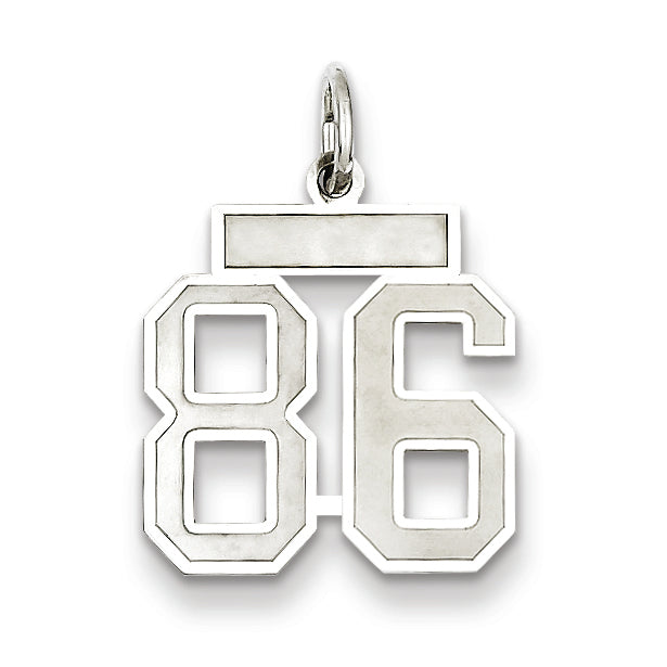 Sterling Silver/Rhodium-plated Satin Number 86 Charm Main image