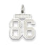 Sterling Silver/Rhodium-plated Satin Number 86 Charm
