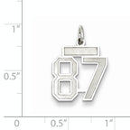 Sterling Silver Rhodium-plated Small Satin Number 87 Charm